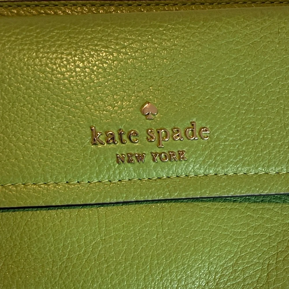kate spade Lime Green Pebbled Leather Fanny Pack with Striped Strap - Picture 2 of 6